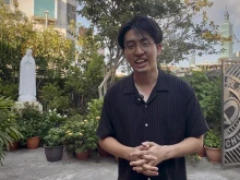 Kao Chih Hao, a recent Taiwanese convert to Catholicism, at Holy Rosary Parish in Taipei, Taiwan, in October 2025.