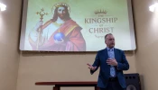 Aidan Gallagher, director of EWTN Ireland, speaks at the premiere of “The Kingship of Christ” at the Vatican on Nov. 18, 2025.