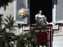 Pope Francis delivers his Angelus address at the Vatican, Dec. 12, 2021.