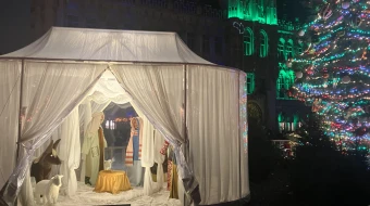 The faceless Nativity scene in Brussels, Belgium, in November 2025.