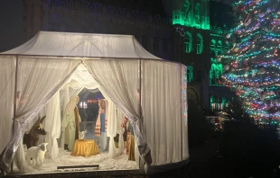 The faceless Nativity scene in Brussels, Belgium, in November 2025. Credit: Maxim Van den Bossche
