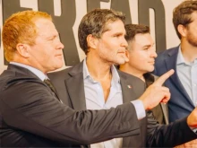 Tim Ballard (left) and Eduardo Verástegui at the preview of “Sound of Freedom” in Mexico City, on Aug. 29, 2023.