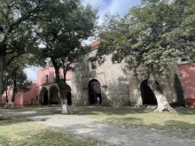 The exterior of the Tlaxcala cathedral in Mexico, which is dedicated to Our Lady of the Assumption.