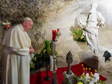 Pope Francis visits St. Paul’s Grotto in Rabat, Malta, April 3, 2022.