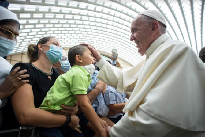 Pope Francis addresses Catholics from Rome diocese in the Vatican’s Paul VI Hall, Sept. 18, 2021