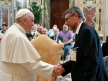 Pope Francis meets participants in the general chapter of the Secular Franciscan Order, Nov. 15, 2021.