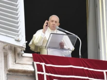 Pope Francis delivers his Angelus address at the Vatican, Dec. 8, 2021.