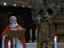 The reliquary of St. Januarius at Mass in Naples Cathedral, Italy, Dec. 16, 2021.