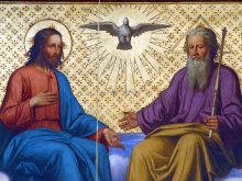 Holy Trinity, detail of Iconostasis in Greek Catholic Co-cathedral of Saints Cyril and Methodius in Zagreb, Croatia.