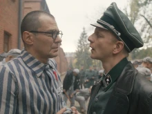 From left to right: Actor Marcin Kwaśny as Maximilian Kolbe and Christopher Sherwood as Karl Fritzsch in “Triumph of the Heart.”
