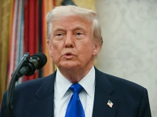 President Donald Trump speaks during an event in the Oval Office of the White House in Washington, D.C., on May 5, 2025.