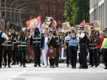 Marchers make their way through central London during the 10th annual March for Life UK on Sept. 6, 2025.