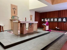 Archbishop Salvatore J. Cordileone praying the rosary for Ukraine in his chapel on March 2, 2022.