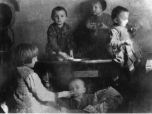 Members of the Ulma family at their home and farm. On March 24, 1944, all nine members of the Ulma family were killed by the Nazis for hiding a Jewish family in their home in Poland, including a child still in the womb.