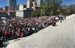 A crowd gathers during the Virginia March for Life, April 3, 2019.   Christine Rousselle/CNA