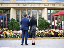 “I have never had a day that will stay with me like this day did,” said U.S. Vice President JD Vance following his visit with parents and victims of the shooting at Annunciation Catholic Church in Minneapolis. The Vances are shown here outside the church during their Sept. 3, 2025, visit.