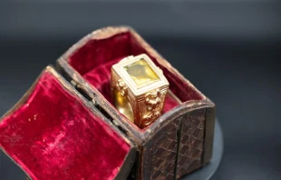 A papal ring, part of Father Richard Kunst’s “Vatican Unveiled” exhibit. Credit: Courtesy of the Archdiocese of St. Paul and Minneapolis