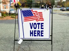 An election polling place during a United States election. 