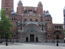 Front view of Westminster Cathedral, London.