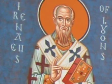 St. Irenaeus depicted in the apse of Holy Ascension Orthodox Church in Charleston, South Carolina.