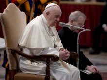 Pope Francis prays for children in Ukraine, March 16, 2022.