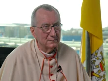 Vatican Secretary of State Cardinal Pietro Parolin talks to EWTN Vatican correspondent Colm Flynn on March 19, 2022.