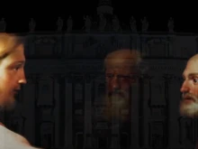 The facade of St. Peter is barely visible: A preview of the illuminated display.