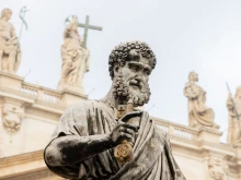 Statue of St. Peter on St. Peter's Square at the Vatican.
