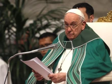 Pope Francis at the Synod on Synodality’s closing Mass in St. Peter’s Basilica on Oct. 29, 2023.