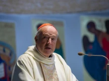 Cardinal Robert McElroy addresses the congregation at Rome’s Church of San Frumenzio ai Prati Fiscali during his formal installation as its titular cardinal on April 23, 2023.