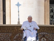 Pope Francis at the Jubilee of the Sick in St. Peter's Square on Sunday, April 6, 2025, wearing nasal cannulas for supplemental oxygen as he continues recovering from bilateral pneumonia.