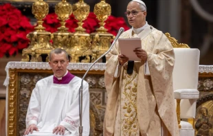 Pope Leo XIV celebrates Mass in St. Peter's Basilica at the Vatican on December 25, 2025. Daniel Ibañez/ EWTN News