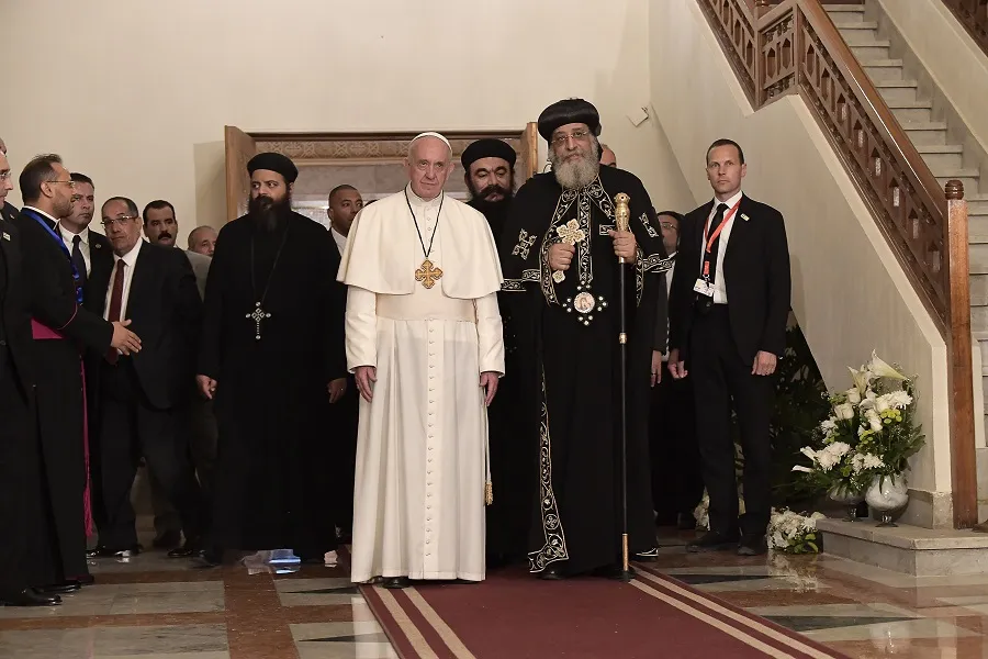 Pope Francis with Pope Tawadros II of Alexandria in Cairo, Egypt on April 28, 2017. ?w=200&h=150
