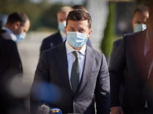 Volodymyr Zelensky visits the Ternopil region of Ukraine on Sept. 18, 2020.