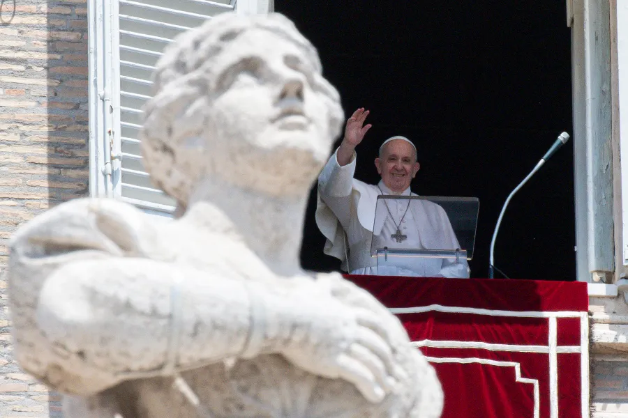 Pope Francis waves during an Angelus address at the Vatican.?w=200&h=150