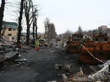 The aftermath of the Russian occupation of Bucha, Ukraine.