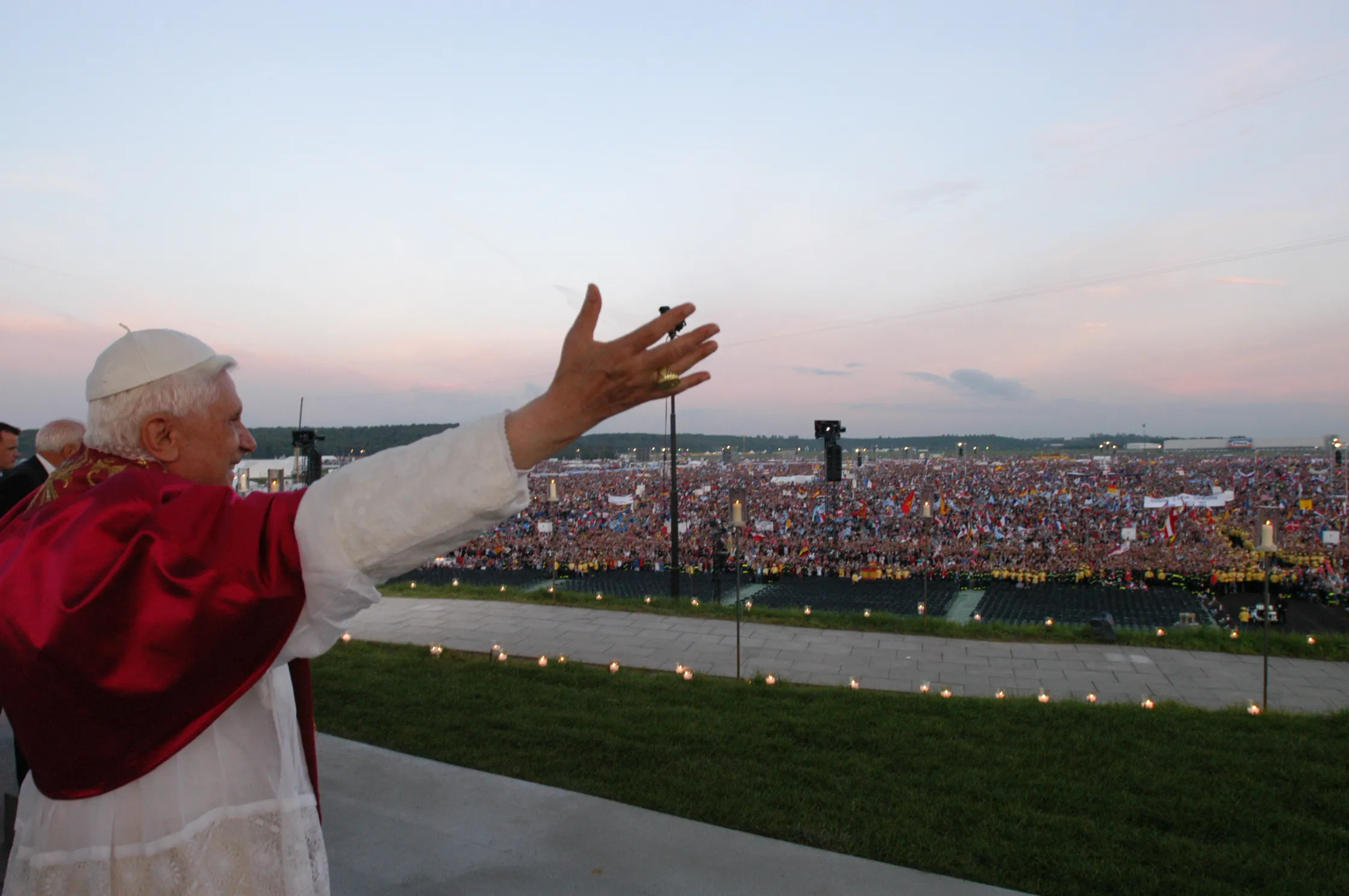 Pope Benedict XVI returns to his homeland for his first international event since being elected pope. He participated in World Youth Day in Cologne, Germany Aug. 16–21, 2005.?w=200&h=150