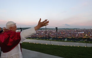 Pope Benedict XVI returns to his homeland for his first international event since being elected pope. He participated in World Youth Day in Cologne, Germany Aug. 16–21, 2005. Vatican Media