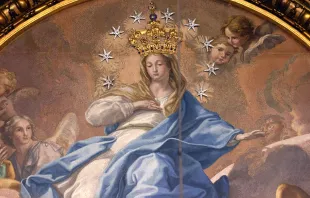 When Pope Pius IX declared the doctrine of the Immaculate Conception of the Virgin Mary on Dec. 8, 1854, he had a golden crown added to the mosaic of Mary, Virgin Immaculate, in the Chapel of the Choir in St. Peter's Basilica. Credit: Daniel Ibañez/CNA