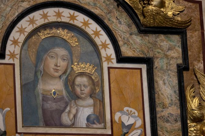 A 12th-century painting on wood titled Our Lady of Perpetual Help in the Gregorian Chapel of St. Peter's Basilica.