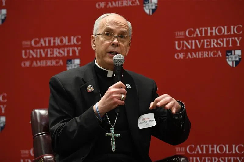 Bishop Mark Seitz of the Diocese of El Paso speaks at the “Responding to Changing Realities at the U.S. Border and Beyond" conference, hosted by the United States Conference of Catholic Bishops and the Catholic University of America on April 11, 2024.?w=200&h=150