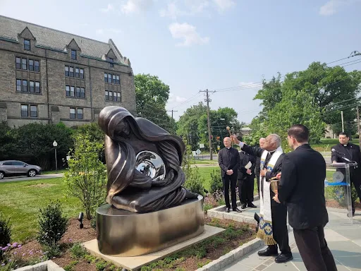 Cardinal Wilton Gregory of the Archdiocese of Washington, D.C., blesses the newly unveiled "National Life Monument" on the campus of The Catholic University of America's Theological College on May 17, 2023.?w=200&h=150