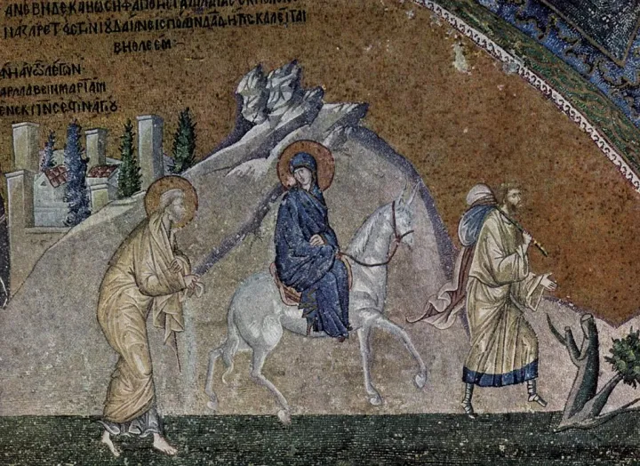The Journey to Bethlehem, a mosaic in Istanbul's Chora Church, c. 1315.