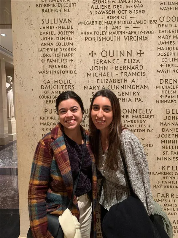 Eva Frank (left) and Anna Callahan were among the thousands who attended the annual Vigil Mass for Life at the Basilica of the National Shrine of the Immaculate Conception in Washington, D.C., on Jan. 19, 2023, ahead of the March for Life on Jan. 20, 2023. Lauretta Brown/CNA