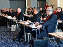 Synod delegates listen to presentations at the European Continental Assembly in Prague on Feb. 7, 2023.