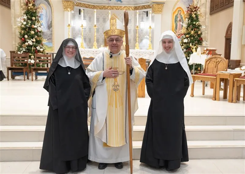 Mother Chiara Thérèse and Sister Lucia Rose of Servants of the Children of the Light after the ceremony with Bishop David Kagan of the Diocese of Bismarck, North Dakota.?w=200&h=150