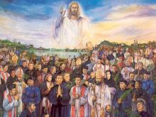 This work of art was displayed at St. Peter's on the occasion of the Vatican's celebration of the canonization of 117 Vietnamese martyrs on July 19, 1988.