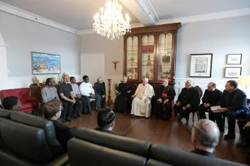 Pope Francis meets Jesuits
