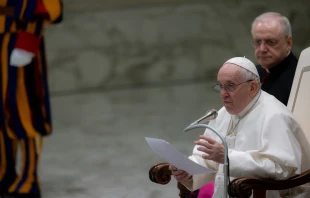 Pope Francis gives his general audience address Dec. 29, 2021. Daniel Ibanez/CNA