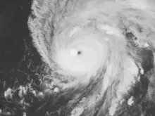 United States Naval Research Laboratory's infrared-gray satellite image of Hurricane Ian.